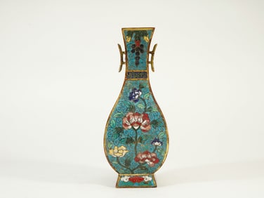 Copper body cloisonné enamel halberd-ear vase