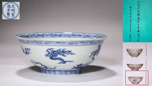 Xuande red painted auspicious bowl