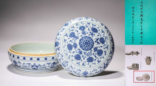 Xuande Red Lotus-Painted Auspicious Lid Box