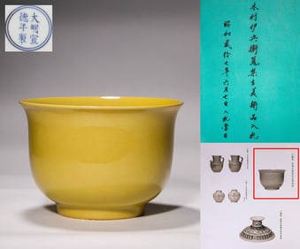 Xuande red painted yellow glaze bowl