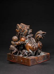 Bronze lion button seal set