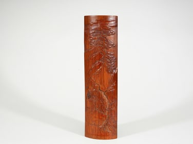 Bamboo carved figure armrest