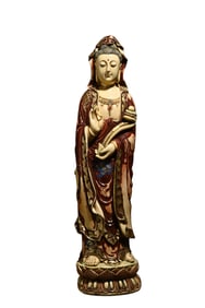 A Guanyin painted stationery figurine made of precious materials