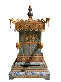 Cloisonné inlaid Hetian jade sedan chair ornament