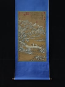 Fine silk painting of snowy landscapes,
