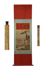 Fine figure hanging scroll on silk