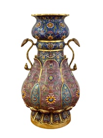 cloisonné enamel Ruyi Ear Lotus Petal Vase