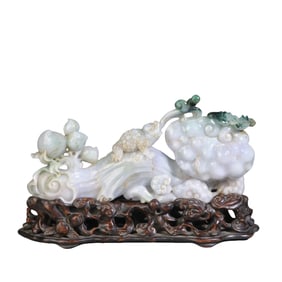 Jadeite Ganoderma Lucidum Ruyi Study Ornament