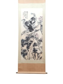 Fine paper hanging scroll of flowers and birds