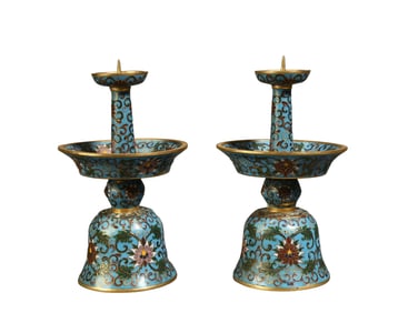 Cloisonné enamel twined floral three-piece study ornament