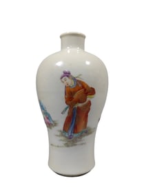 Small plum vase with pastel figures