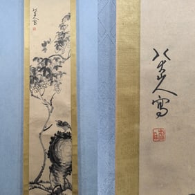 Fine four-panel flower and bird painting on paper