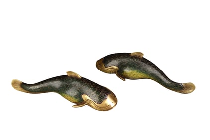 Cloisonné enamel catfish stationery figurine