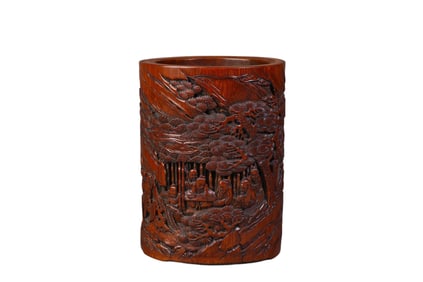 Bamboo Carving Seven Sages of the Bamboo Grove Pen Holder Stationery Ornament