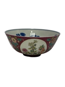 Pastel red ground climbing flower window food bowl