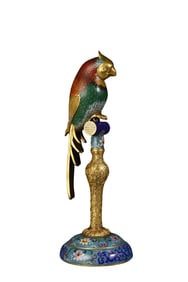 Cloisonné thrush bird stationery figurine