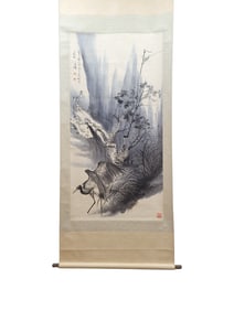 Fine paper hanging scroll of flowers and birds