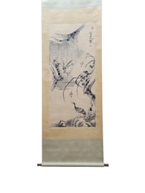Fine paper hanging scroll of flowers and birds