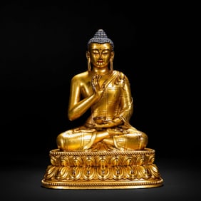 Gilded bronze statue of Medicine Buddha
