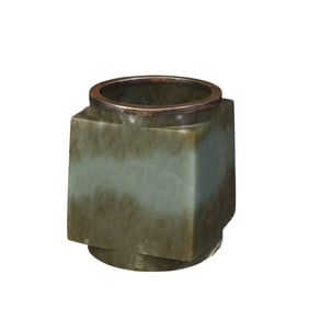 Hetian jade gilt square vase stationery ornament
