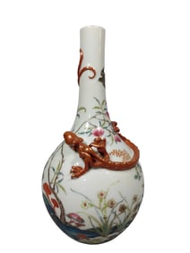 Unique Panlong Famille Rose Gallbladder Vase