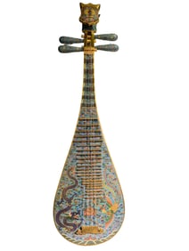 Copper-based cloisonné enamel pipa