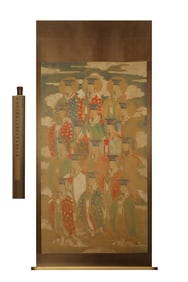 Fine Buddhist figure hanging scroll on silk
