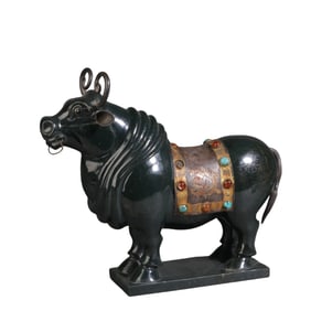 Hetian Jade Inlaid Sheep Stationery Ornament