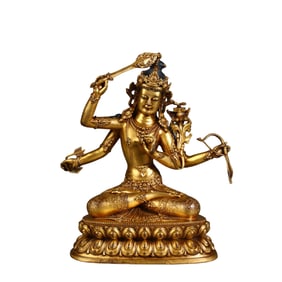 Gilded Bronze Tara Tibetan Buddhist Statue Stationery Ornament