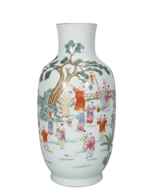 Colorful lantern vase with baby playing pattern