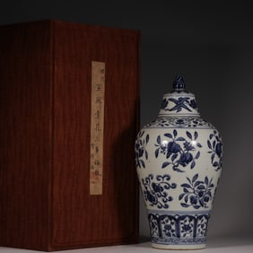 Blue and white Sanduo plum vase.