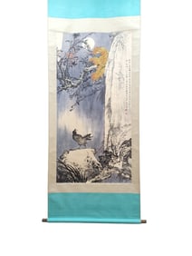 Fine paper hanging scroll of flowers and birds