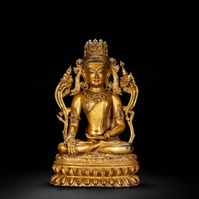 Gilded bronze statue of Amitabha Buddha