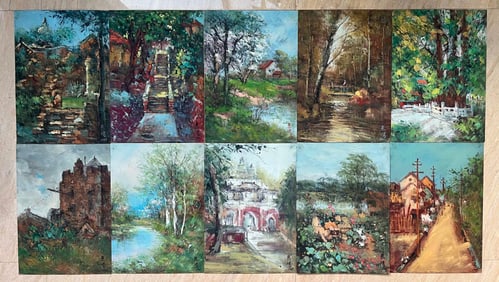 Oil painting drafts, a total of 70 works,