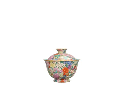 Famille rose flower bowl