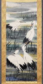 Flowers and Birds hanging scroll on paper