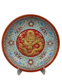 Flower and dragon pattern appreciation plate