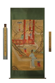 Fine figure silk hanging scroll "Character Story Picture"