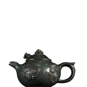 Fish-turning-into-dragon purple clay teapot
