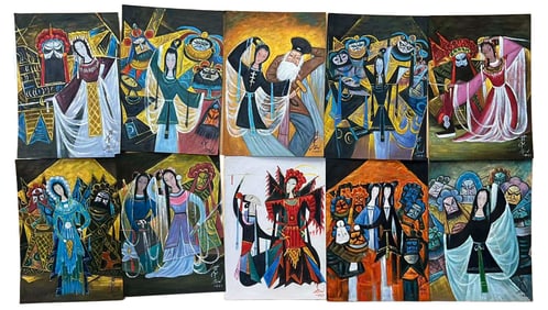 Oil painting drafts, a total of 20 works,