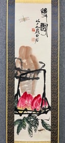 Double Longevity Picture hanging scroll on paper
