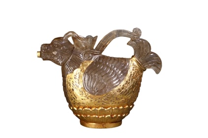 Crystal Gilded Fish and Dragon Teapot Stationery Ornament
