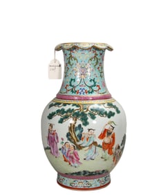 Famille rose crane longevity vase