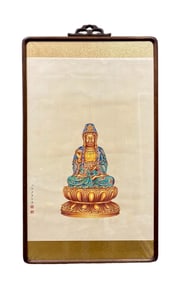 Buddha statues Old paper picture frame