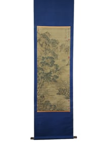 Wang Meng's exquisite silk landscape painting