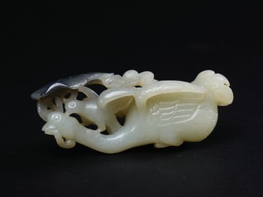 Hetian jade blue and white material Costin handle