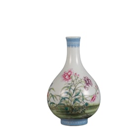 Small vase with enameled floral pattern