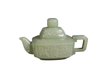 Hetian jade teapot and stationery ornaments