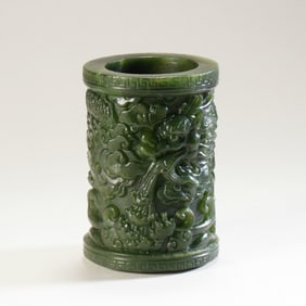 Jade pen holder