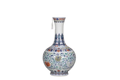 Blue and white Doucai lotus vase